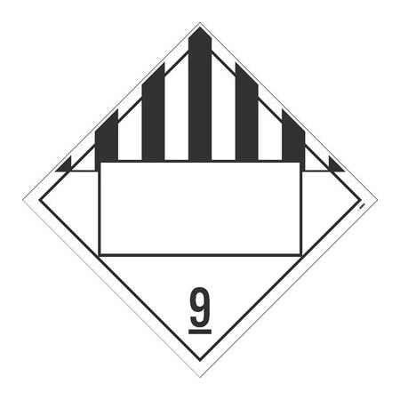 Nmc Dot Placard Sign, 9 Dangerous Goods, Blank, Pk50, Material: Pressure Sensitive Removable Vinyl .0045 DL67BPR50